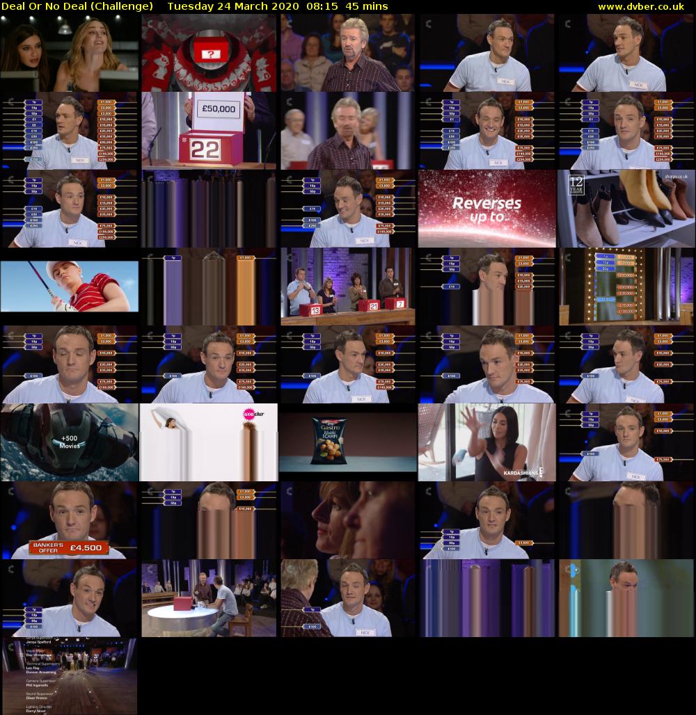 Deal Or No Deal (Challenge) Tuesday 24 March 2020 08:15 - 09:00