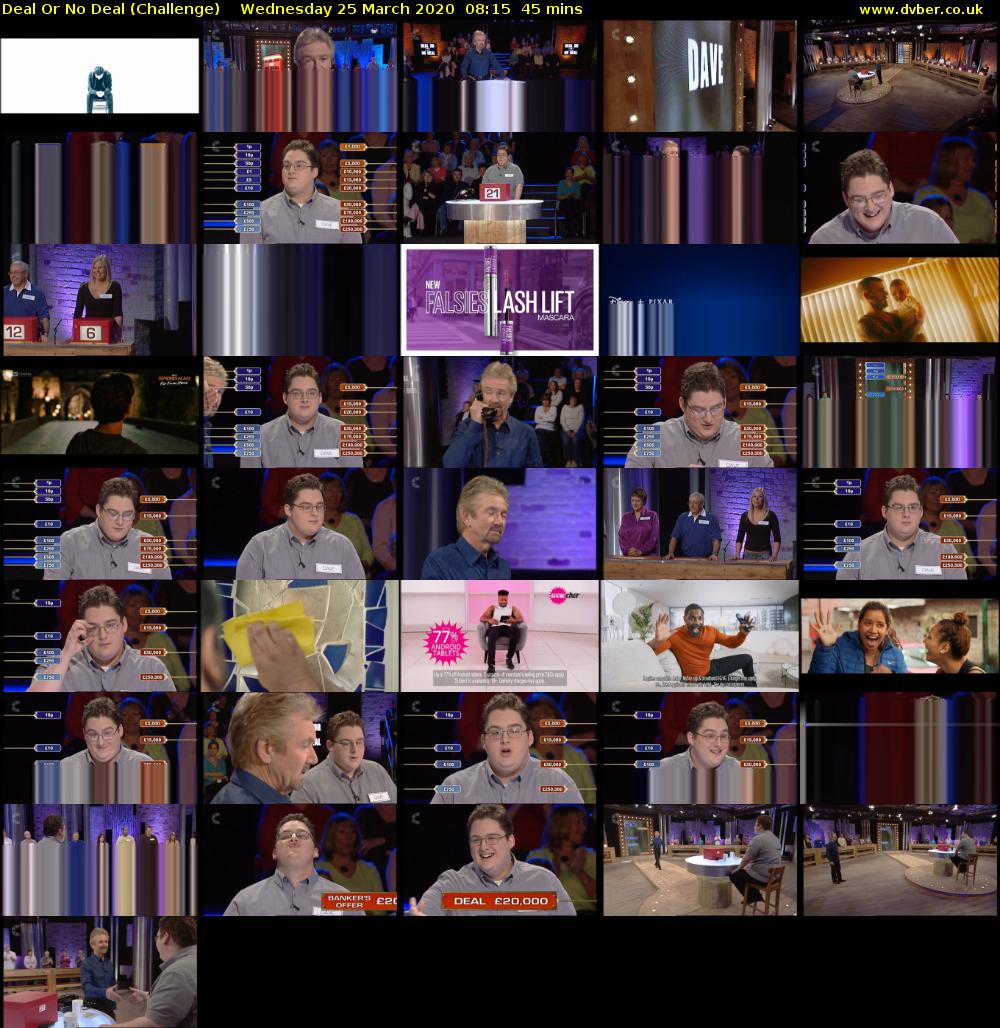 Deal Or No Deal (Challenge) Wednesday 25 March 2020 08:15 - 09:00