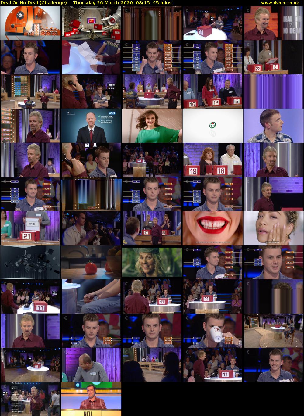 Deal Or No Deal (Challenge) Thursday 26 March 2020 08:15 - 09:00