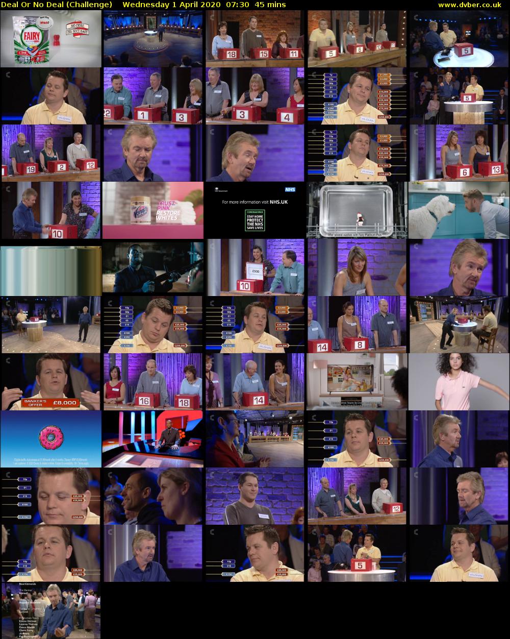Deal Or No Deal (Challenge) Wednesday 1 April 2020 07:30 - 08:15