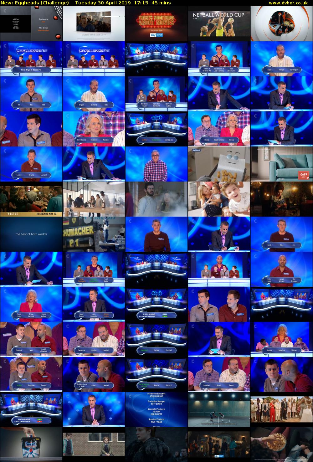 Eggheads (Challenge) Tuesday 30 April 2019 17:15 - 18:00