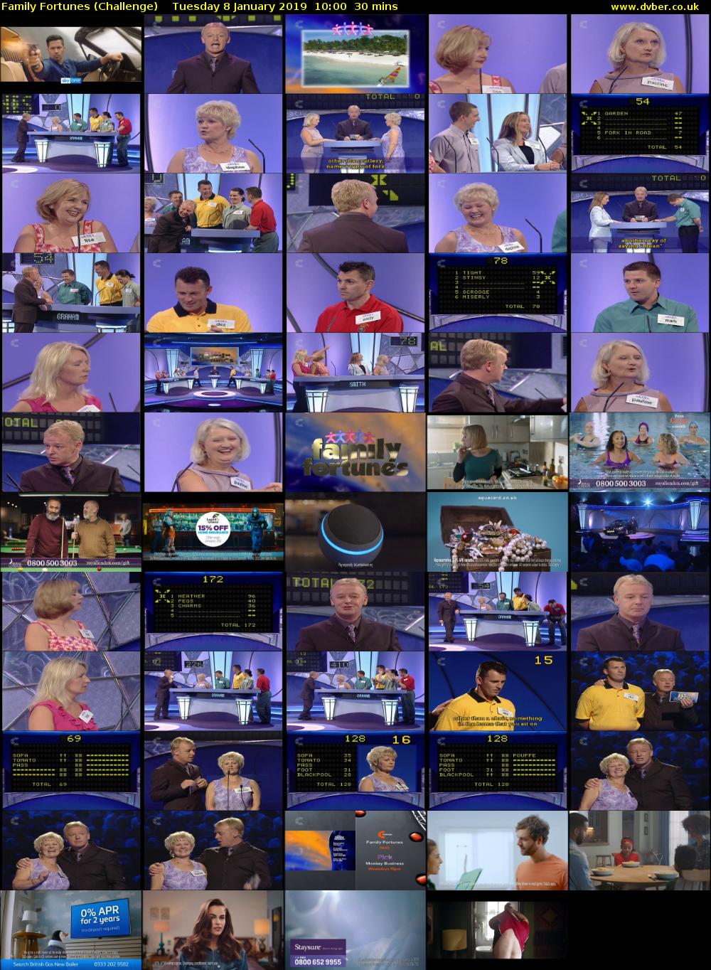 Family Fortunes (Challenge) Tuesday 8 January 2019 10:00 - 10:30