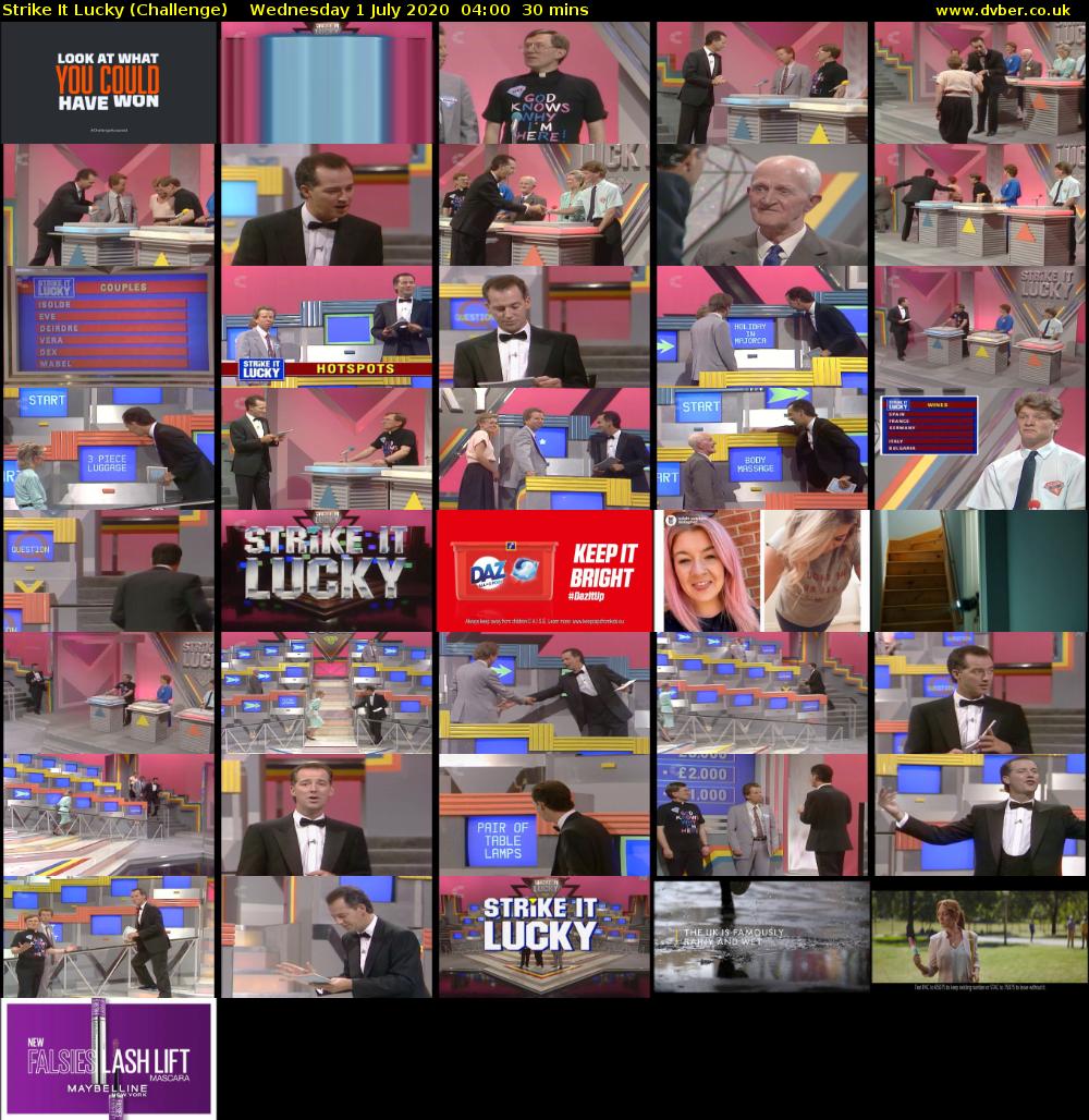Strike It Lucky (Challenge) Wednesday 1 July 2020 04:00 - 04:30