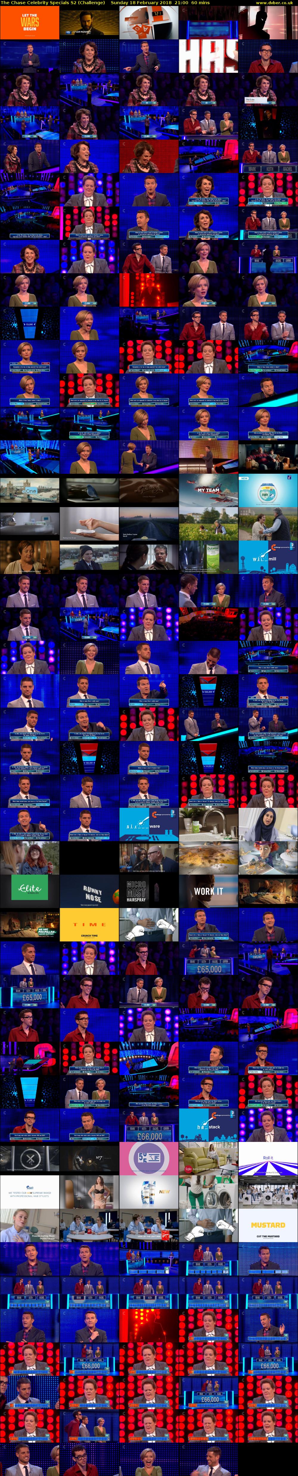 The Chase Celebrity Specials S2 (Challenge) Sunday 18 February 2018 21:00 - 22:00