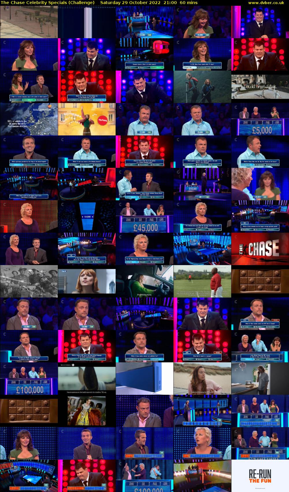 The Chase Celebrity Specials (Challenge) Saturday 29 October 2022 21:00 - 22:00