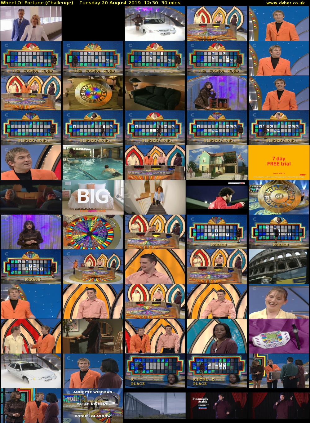 Wheel Of Fortune (Challenge) Tuesday 20 August 2019 12:30 - 13:00