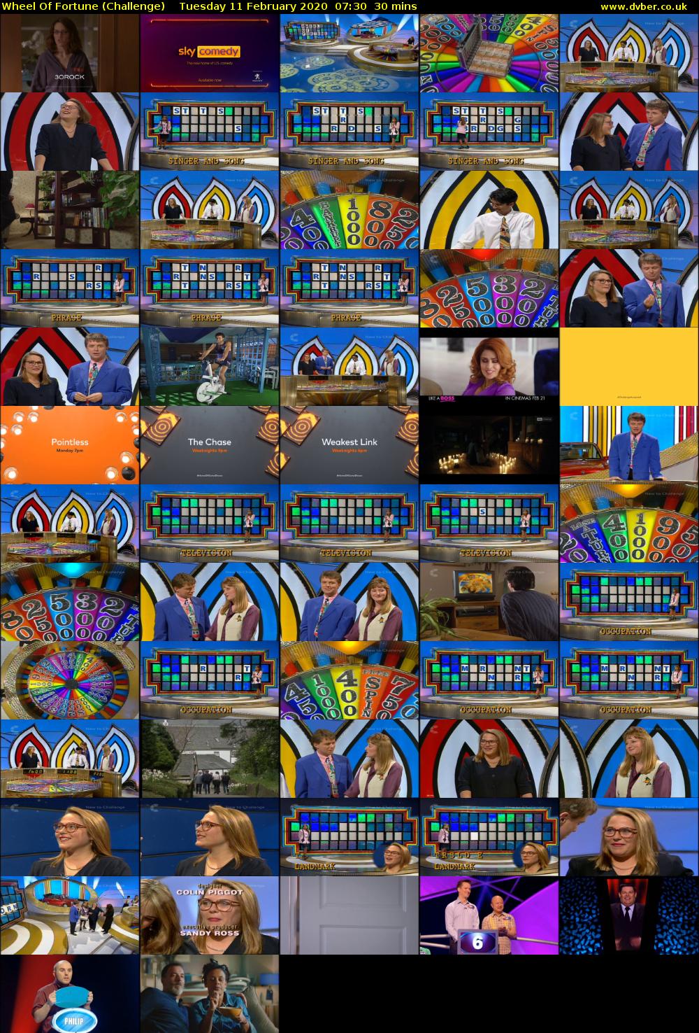 Wheel Of Fortune (Challenge) Tuesday 11 February 2020 07:30 - 08:00