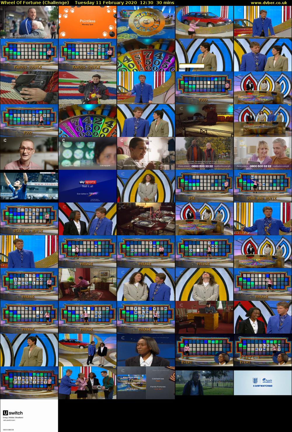 Wheel Of Fortune (Challenge) Tuesday 11 February 2020 12:30 - 13:00