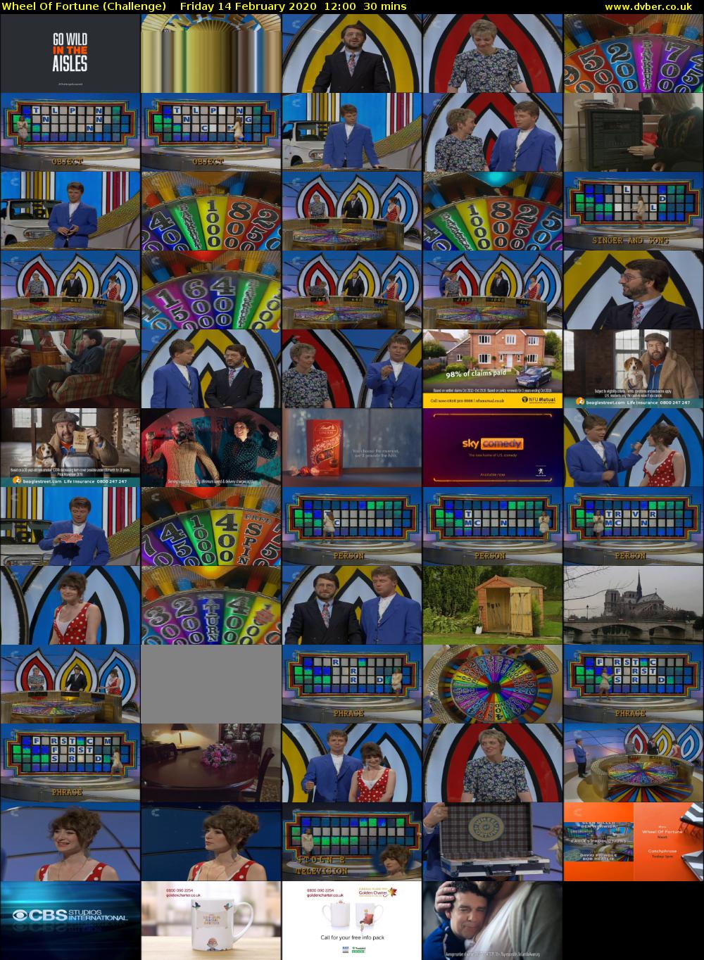 Wheel Of Fortune (Challenge) Friday 14 February 2020 12:00 - 12:30