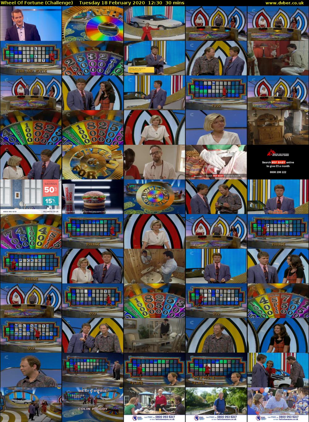 Wheel Of Fortune (Challenge) Tuesday 18 February 2020 12:30 - 13:00