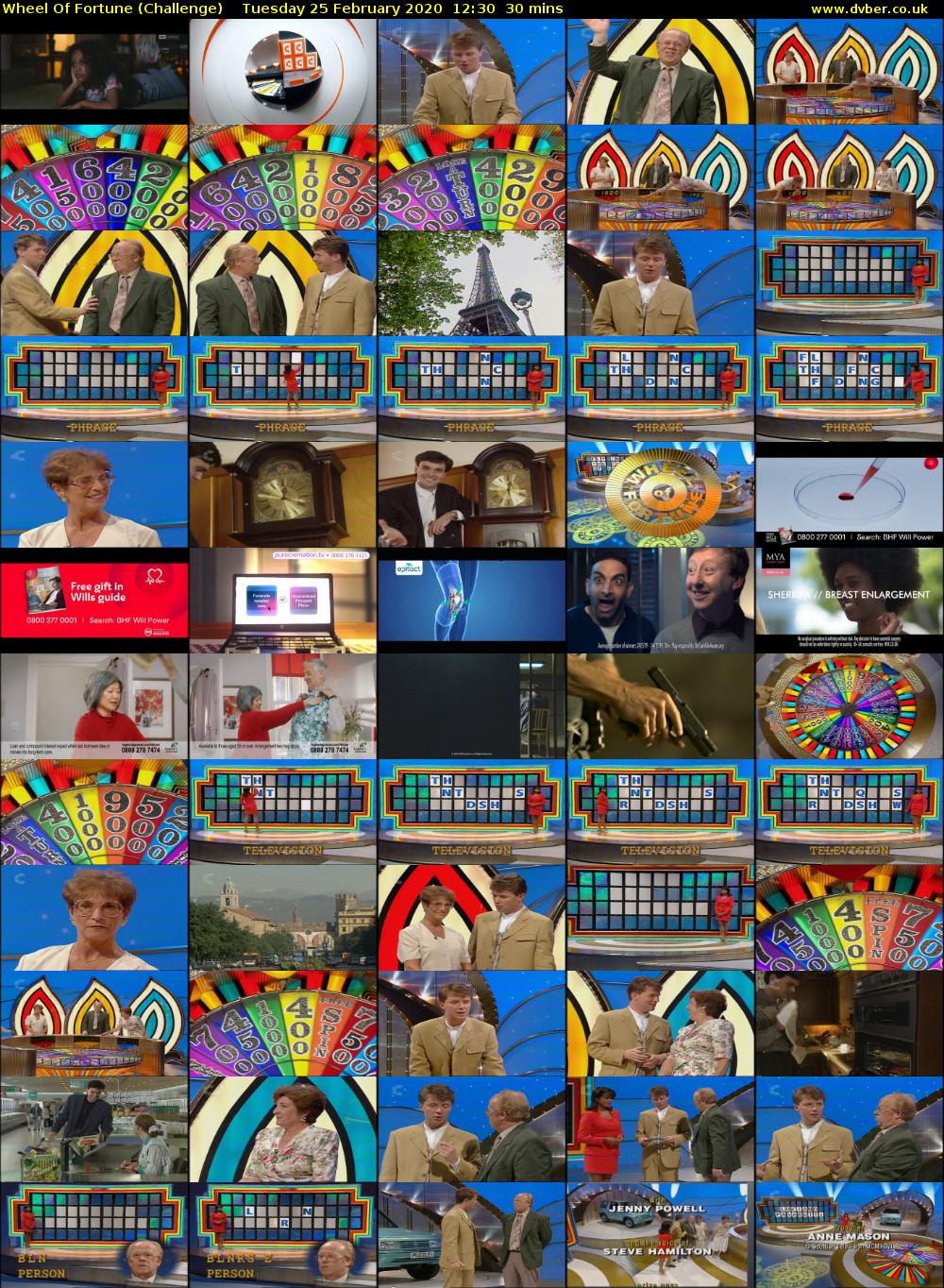 Wheel Of Fortune (Challenge) Tuesday 25 February 2020 12:30 - 13:00