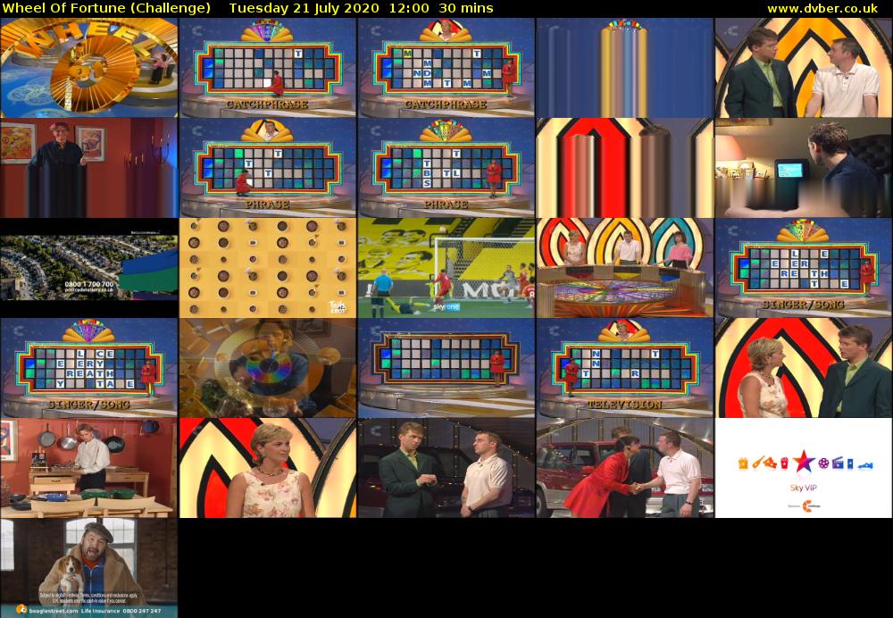 Wheel Of Fortune (Challenge) Tuesday 21 July 2020 12:00 - 12:30