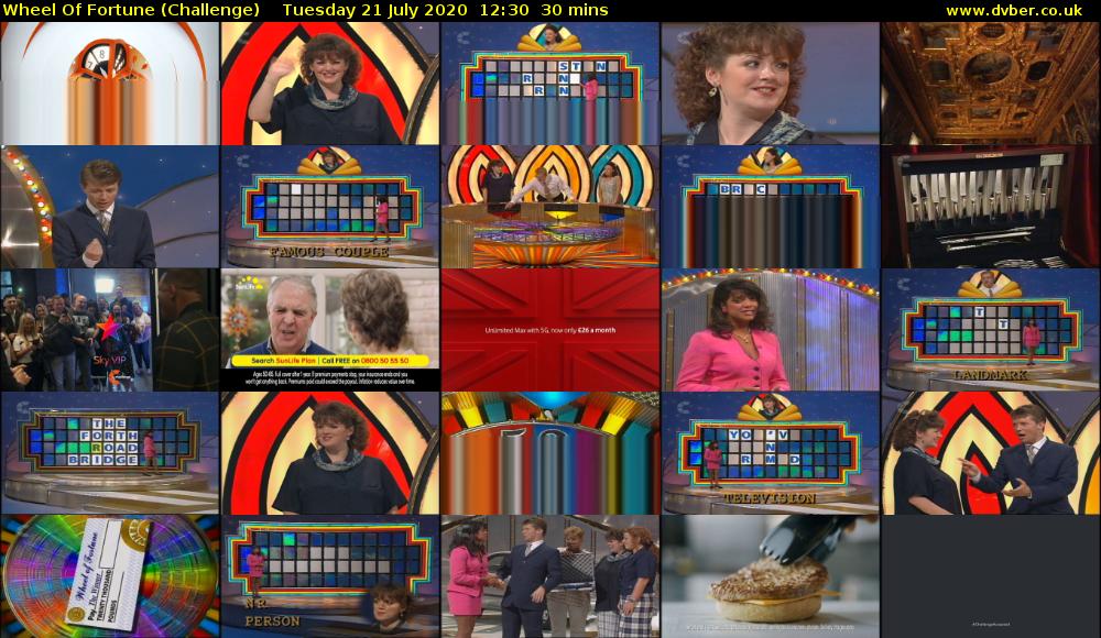 Wheel Of Fortune (Challenge) Tuesday 21 July 2020 12:30 - 13:00