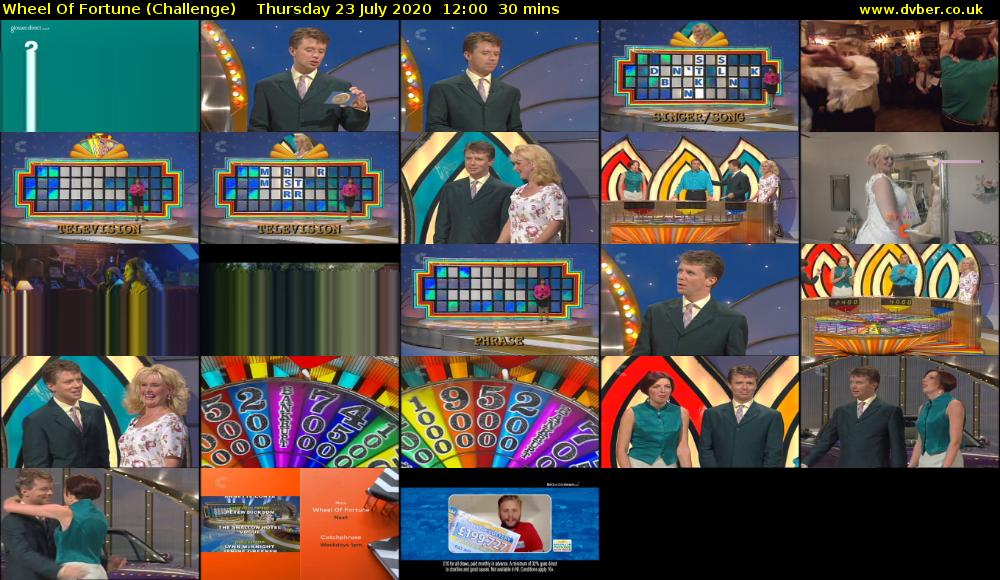 Wheel Of Fortune (Challenge) Thursday 23 July 2020 12:00 - 12:30