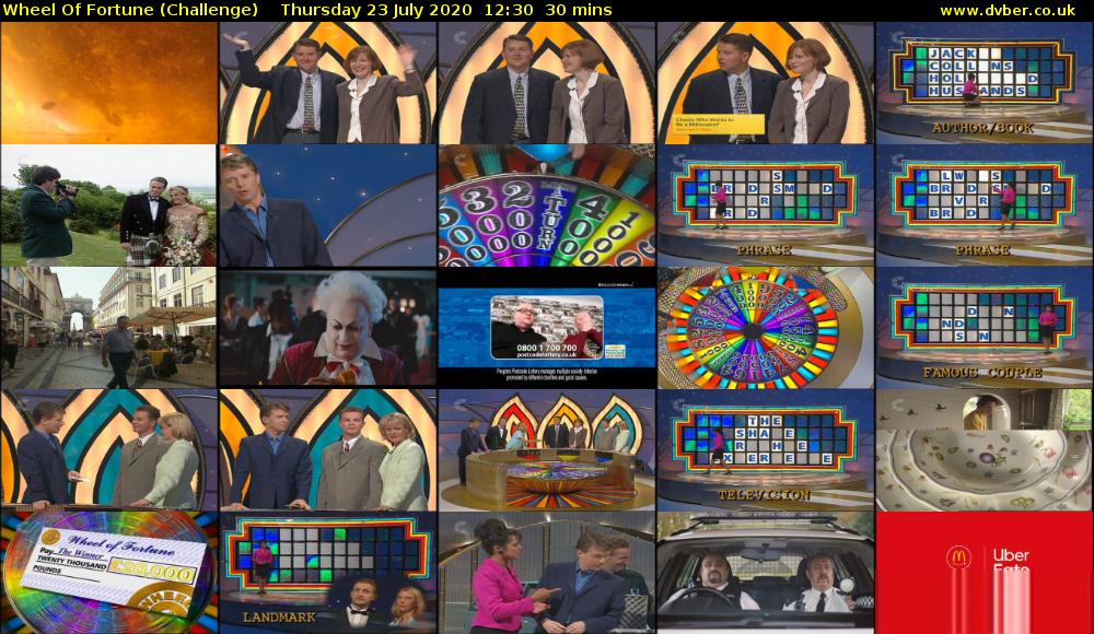 Wheel Of Fortune (Challenge) Thursday 23 July 2020 12:30 - 13:00