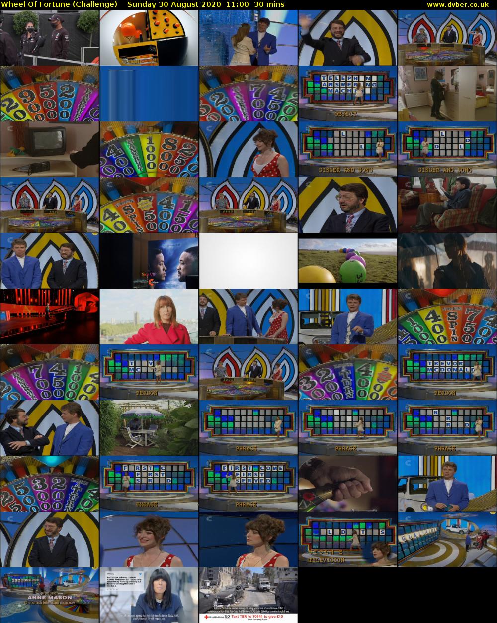 Wheel Of Fortune (Challenge) Sunday 30 August 2020 11:00 - 11:30