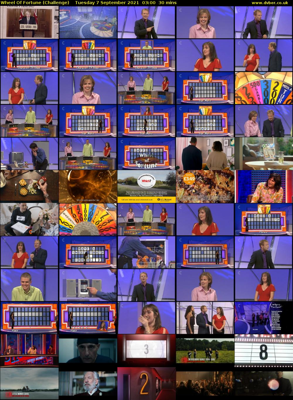 Wheel Of Fortune (Challenge) Tuesday 7 September 2021 04:00 - 04:30