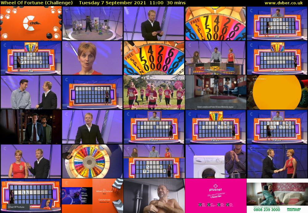 Wheel Of Fortune (Challenge) Tuesday 7 September 2021 12:00 - 12:30