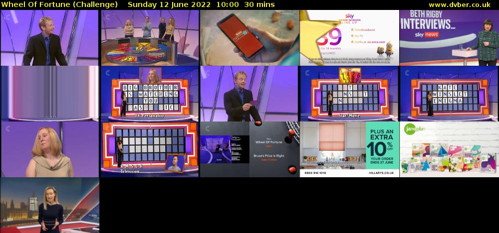 Wheel Of Fortune (Challenge) Sunday 12 June 2022 10:00 - 10:30