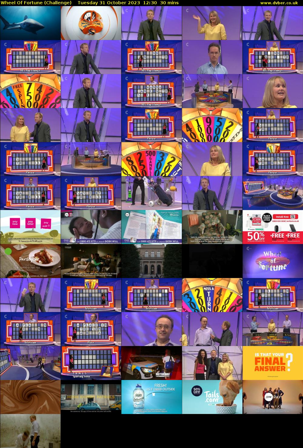 Wheel Of Fortune (Challenge) Tuesday 31 October 2023 12:30 - 13:00