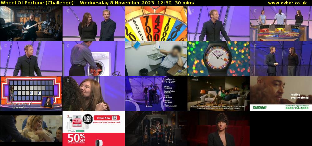 Wheel Of Fortune (Challenge) Wednesday 8 November 2023 12:30 - 13:00