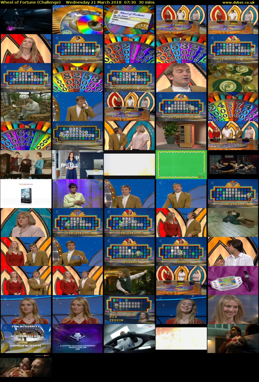 Wheel of Fortune (Challenge) Wednesday 21 March 2018 07:30 - 08:00