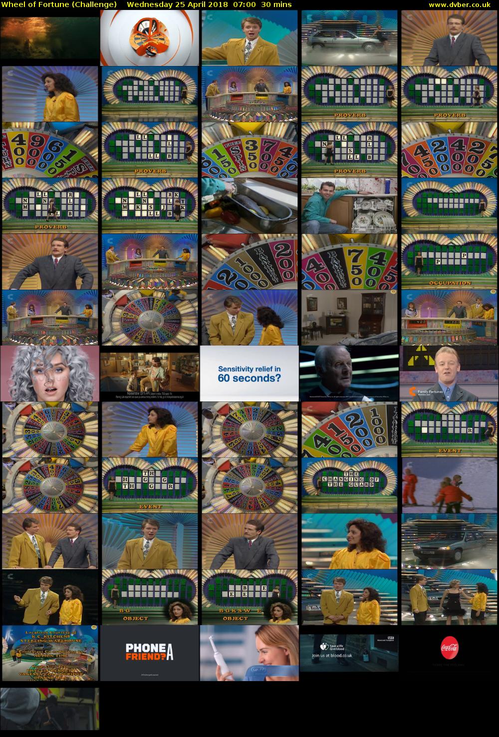 Wheel of Fortune (Challenge) Wednesday 25 April 2018 07:00 - 07:30