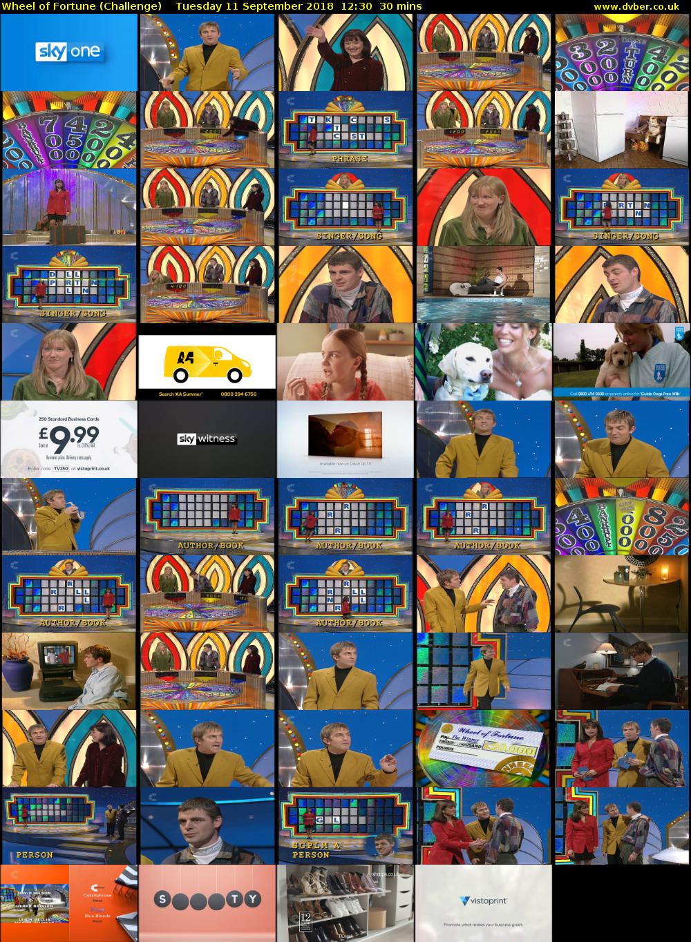 Wheel of Fortune (Challenge) Tuesday 11 September 2018 12:30 - 13:00