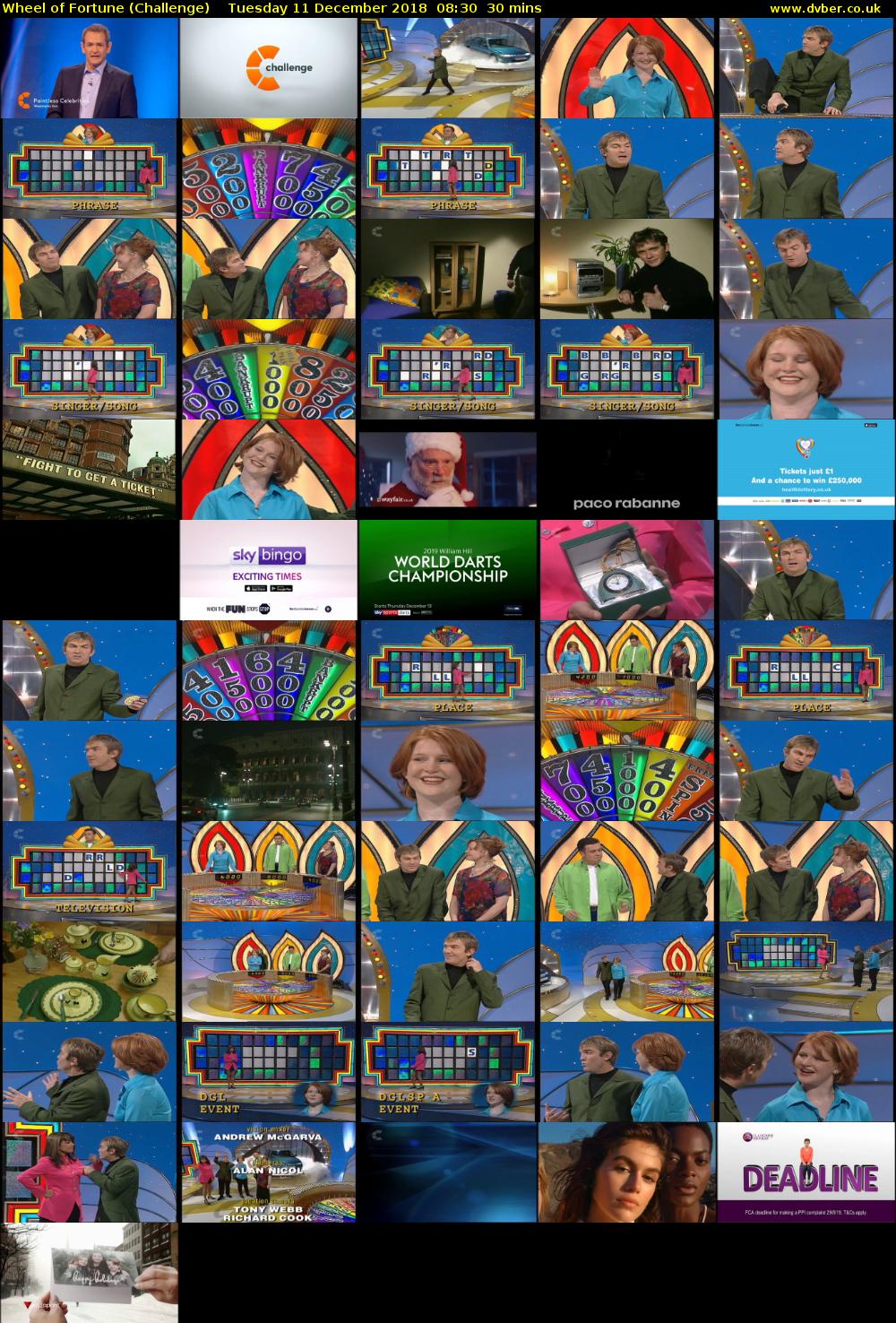Wheel of Fortune (Challenge) Tuesday 11 December 2018 08:30 - 09:00