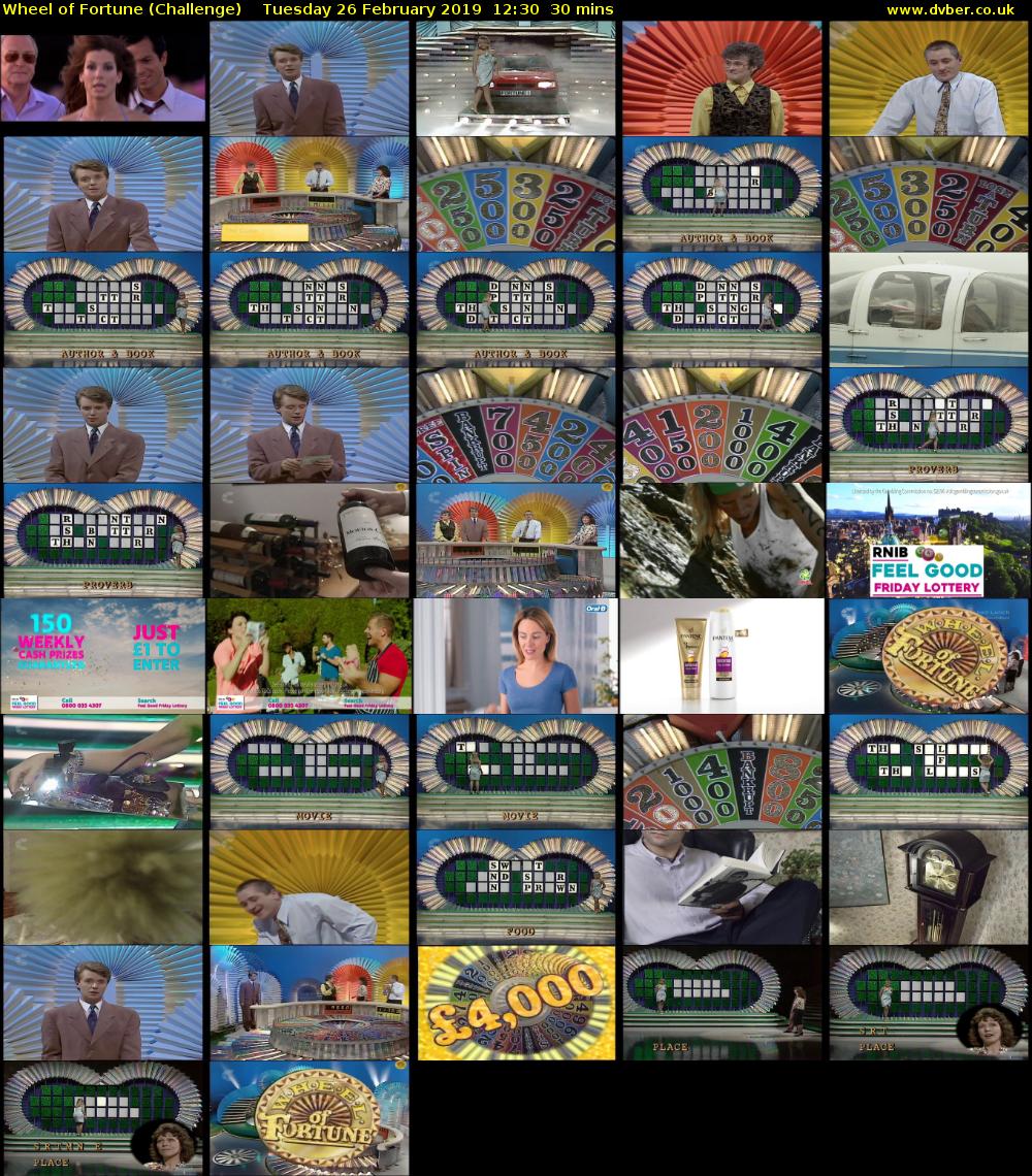 Wheel of Fortune (Challenge) Tuesday 26 February 2019 12:30 - 13:00