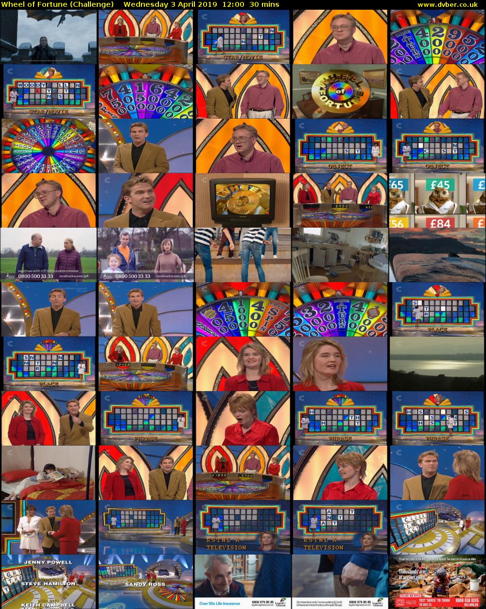 Wheel of Fortune (Challenge) Wednesday 3 April 2019 12:00 - 12:30