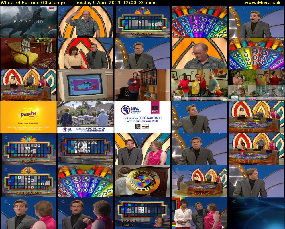 Wheel of Fortune (Challenge) Tuesday 9 April 2019 12:00 - 12:30