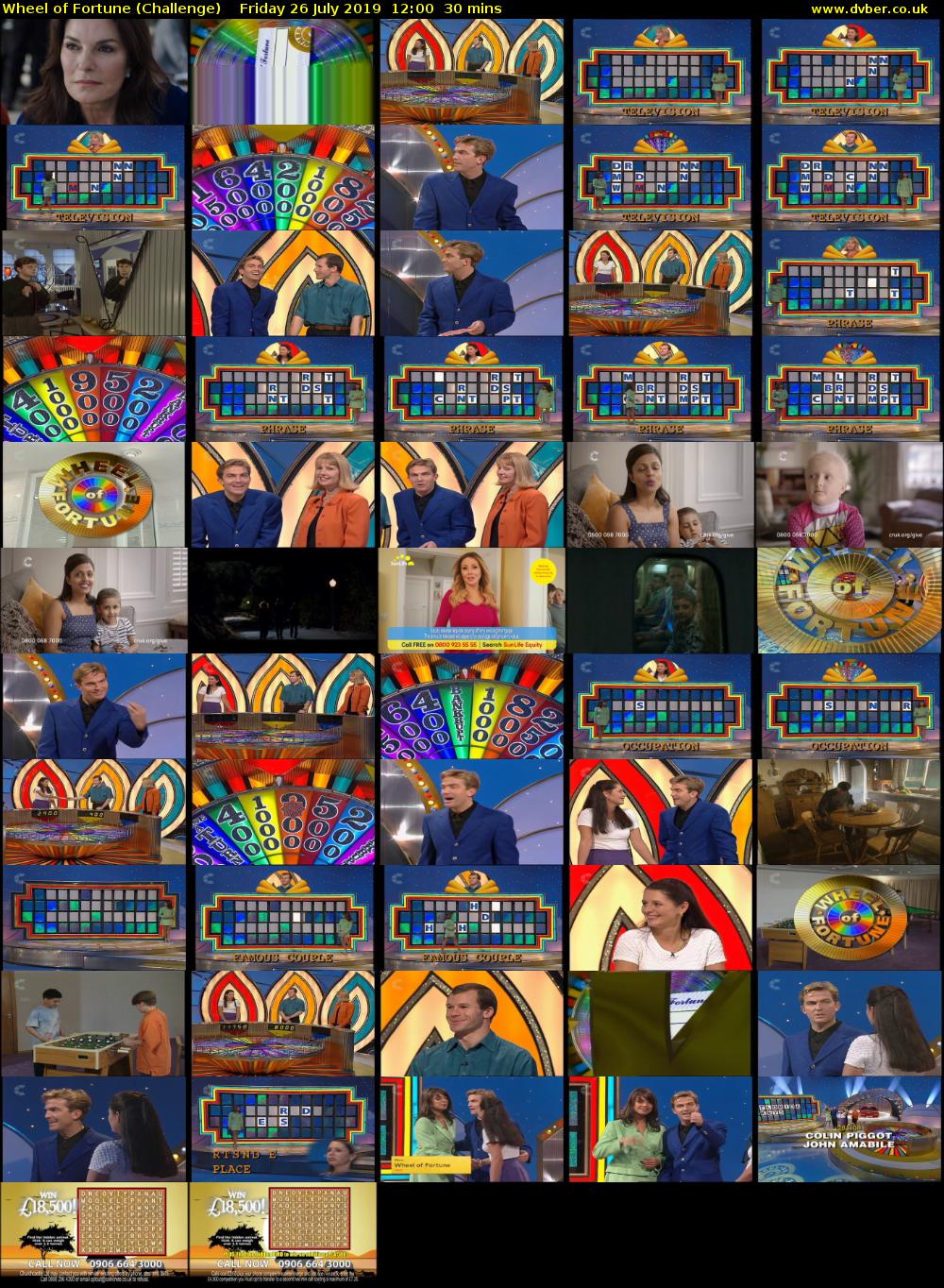 Wheel of Fortune (Challenge) Friday 26 July 2019 12:00 - 12:30