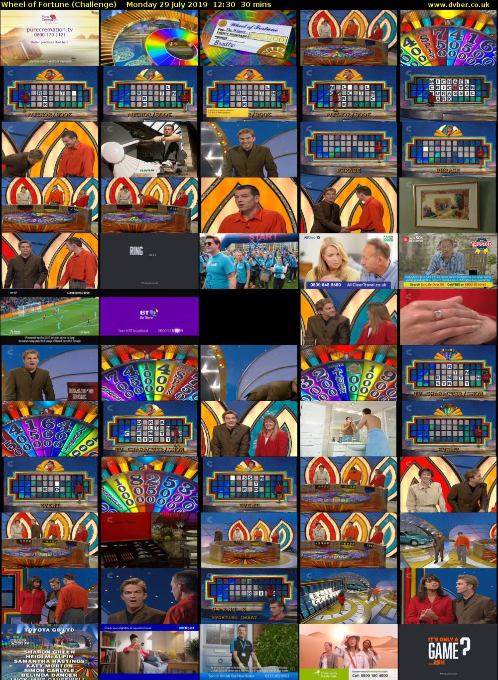 Wheel of Fortune (Challenge) Monday 29 July 2019 12:30 - 13:00