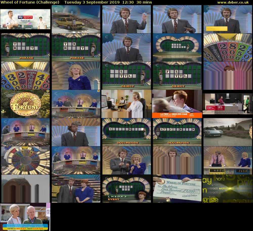 Wheel of Fortune (Challenge) Tuesday 3 September 2019 12:30 - 13:00