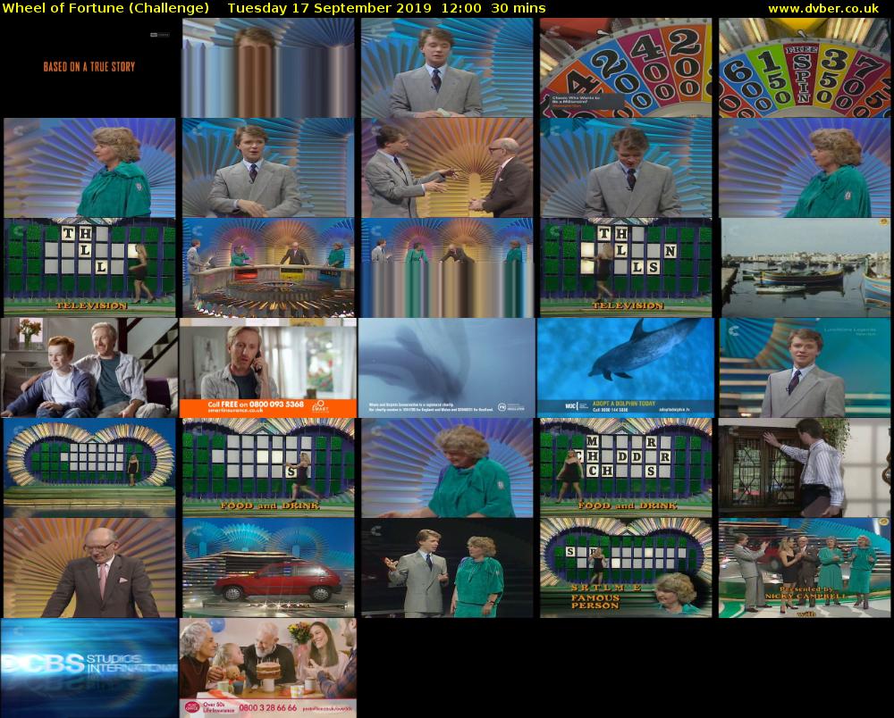 Wheel of Fortune (Challenge) Tuesday 17 September 2019 12:00 - 12:30