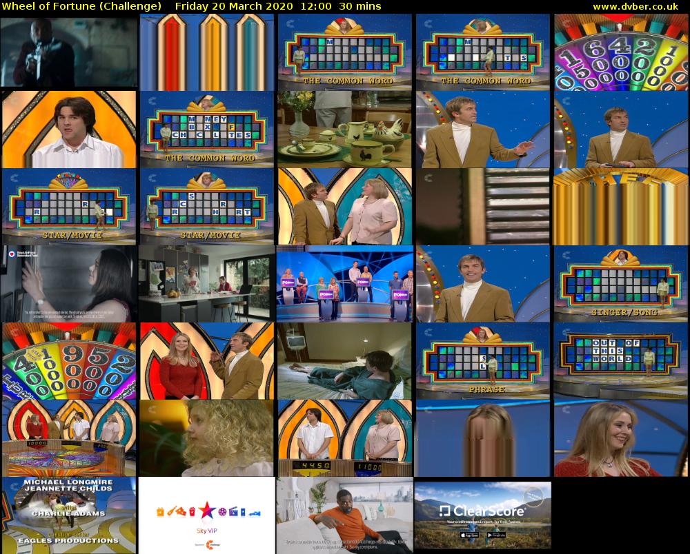 Wheel of Fortune (Challenge) Friday 20 March 2020 12:00 - 12:30