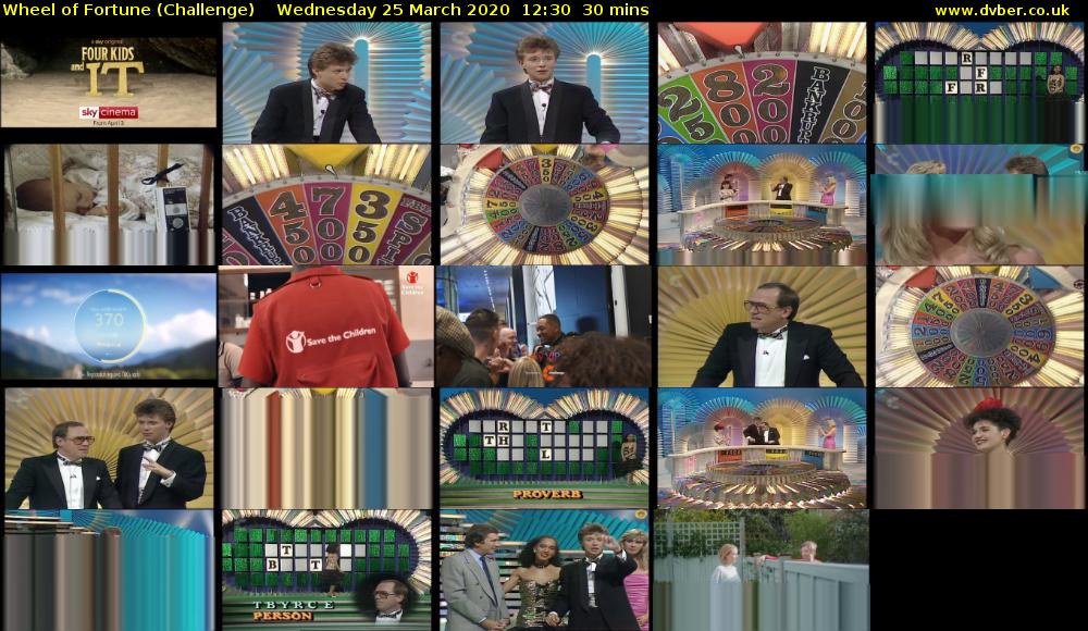 Wheel of Fortune (Challenge) Wednesday 25 March 2020 12:30 - 13:00