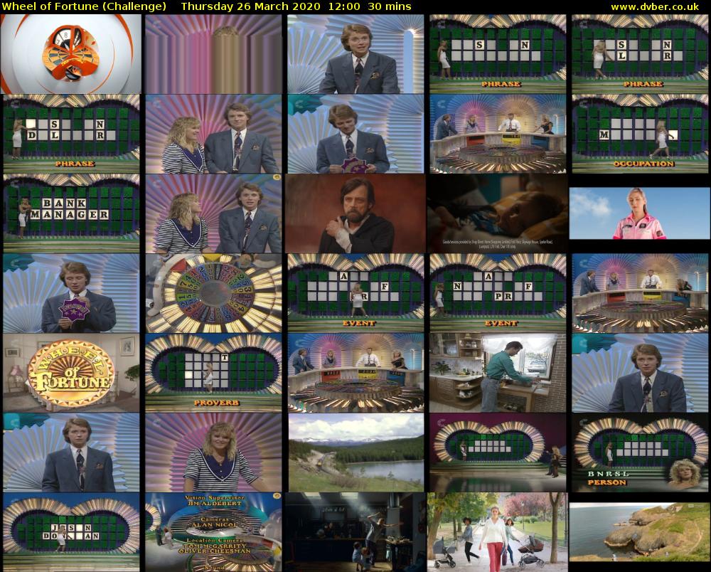 Wheel of Fortune (Challenge) Thursday 26 March 2020 12:00 - 12:30