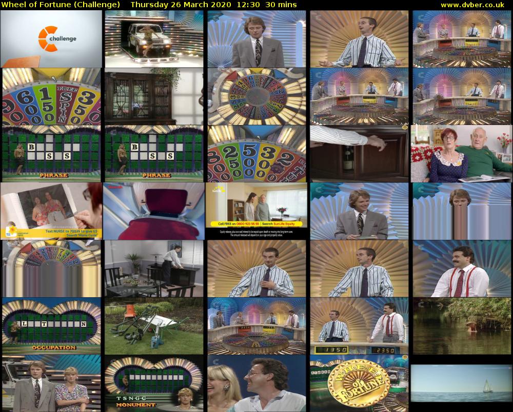 Wheel of Fortune (Challenge) Thursday 26 March 2020 12:30 - 13:00