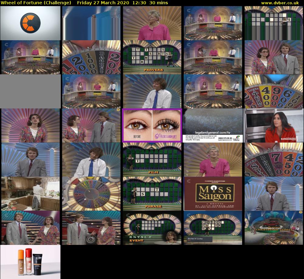 Wheel of Fortune (Challenge) Friday 27 March 2020 12:30 - 13:00