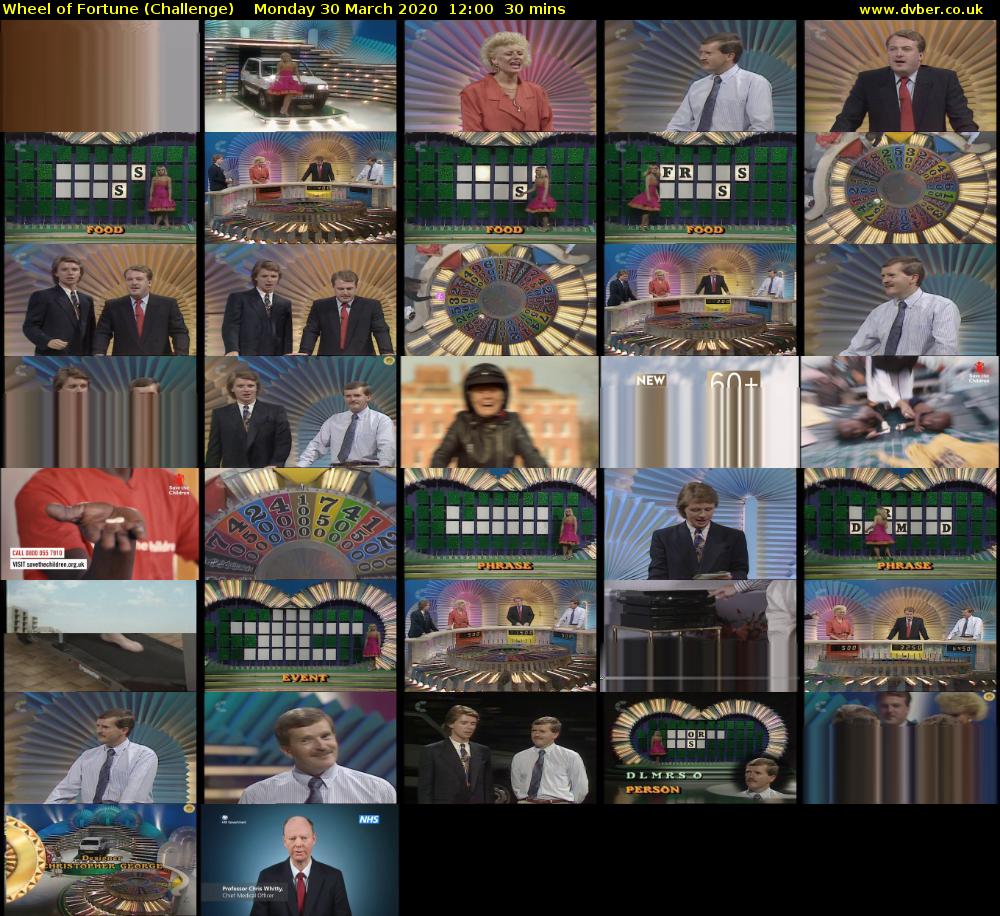 Wheel of Fortune (Challenge) Monday 30 March 2020 12:00 - 12:30