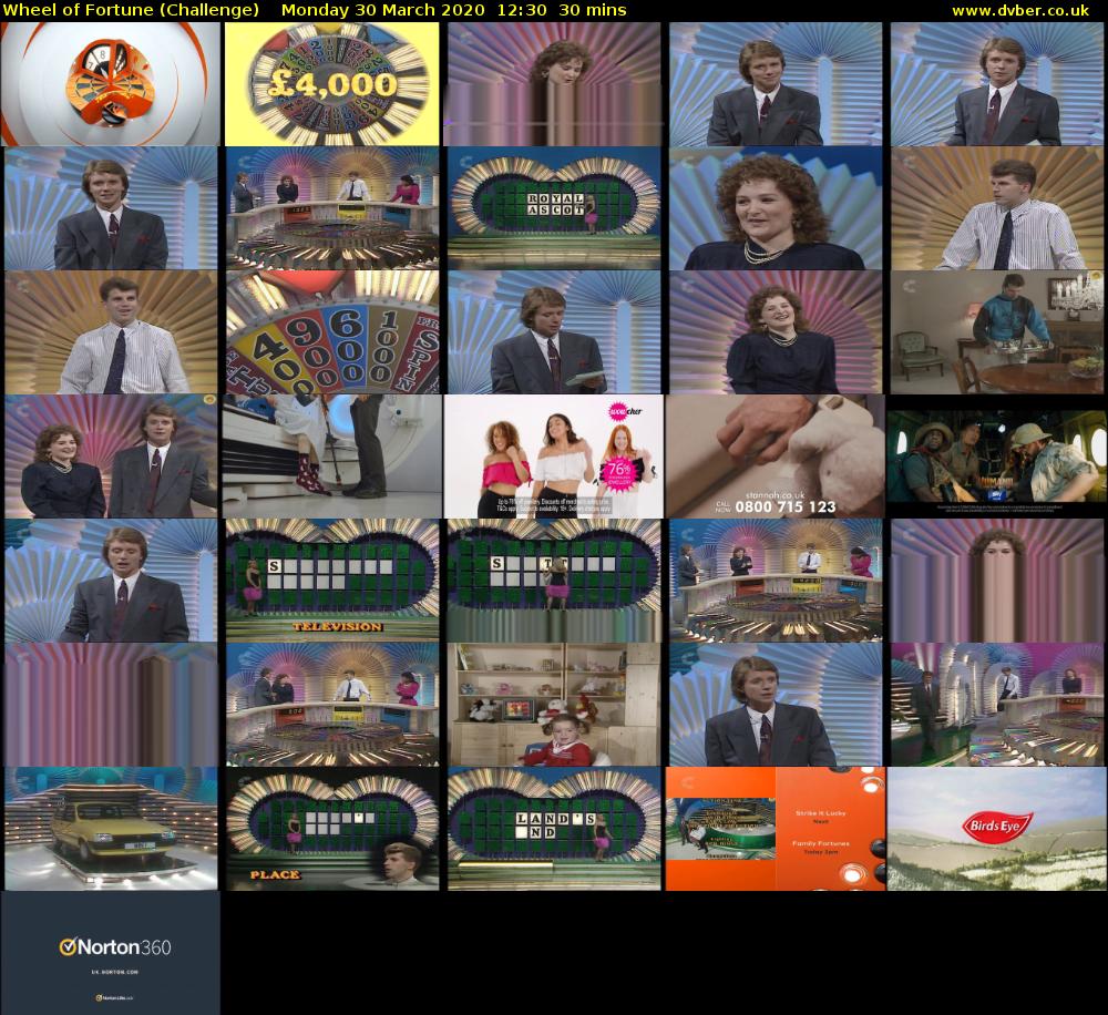 Wheel of Fortune (Challenge) Monday 30 March 2020 12:30 - 13:00