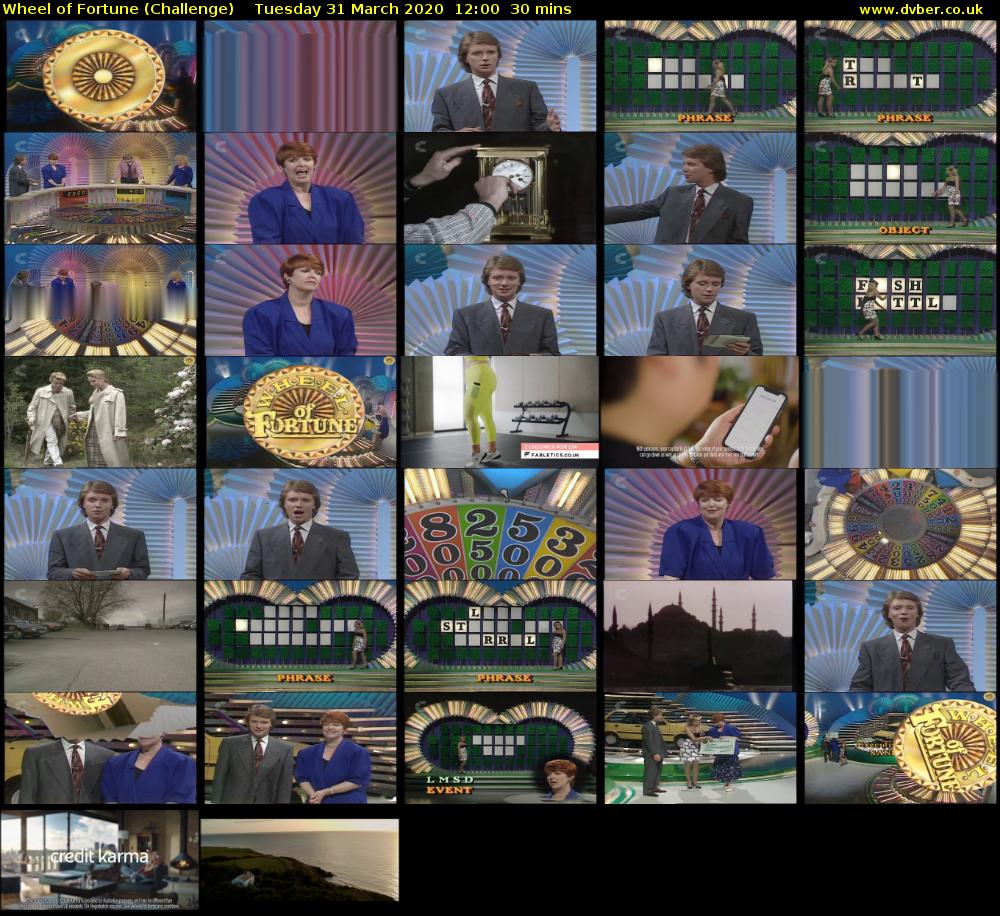 Wheel of Fortune (Challenge) Tuesday 31 March 2020 12:00 - 12:30