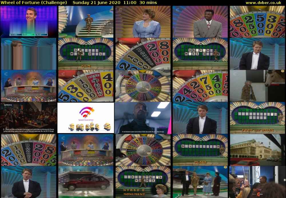 Wheel of Fortune (Challenge) Sunday 21 June 2020 11:00 - 11:30