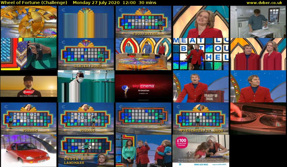 Wheel of Fortune (Challenge) Monday 27 July 2020 12:00 - 12:30