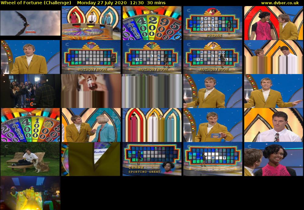 Wheel of Fortune (Challenge) Monday 27 July 2020 12:30 - 13:00