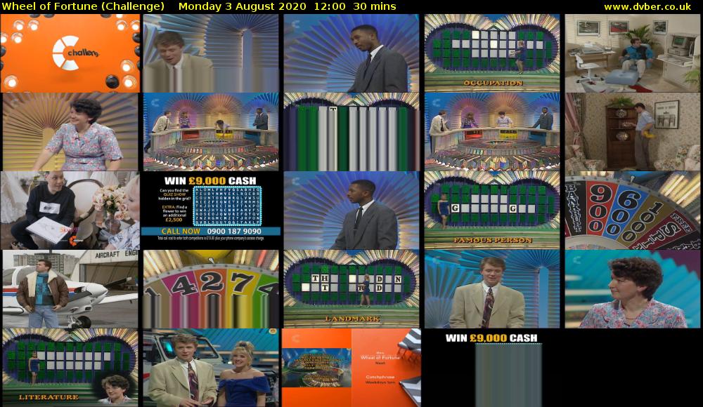 Wheel of Fortune (Challenge) Monday 3 August 2020 12:00 - 12:30