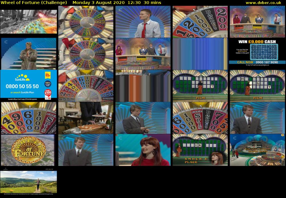 Wheel of Fortune (Challenge) Monday 3 August 2020 12:30 - 13:00
