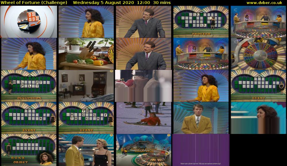 Wheel of Fortune (Challenge) Wednesday 5 August 2020 12:00 - 12:30